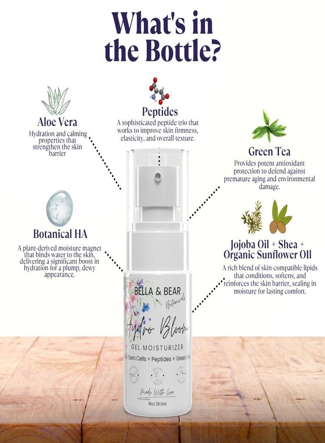 بيلا آند بير مرطب جل هيدرو بلوم لجميع أنواع البشرة - كريم وجه مرطب خفيف الوزن مع حمض الهيالورونيك النباتي، والخلايا الجذعية النباتية، والببتيدات، والشاي الأخضر - غير دهني، يملأ البشرة، ويدعم حاجزها الواقي - Image 2